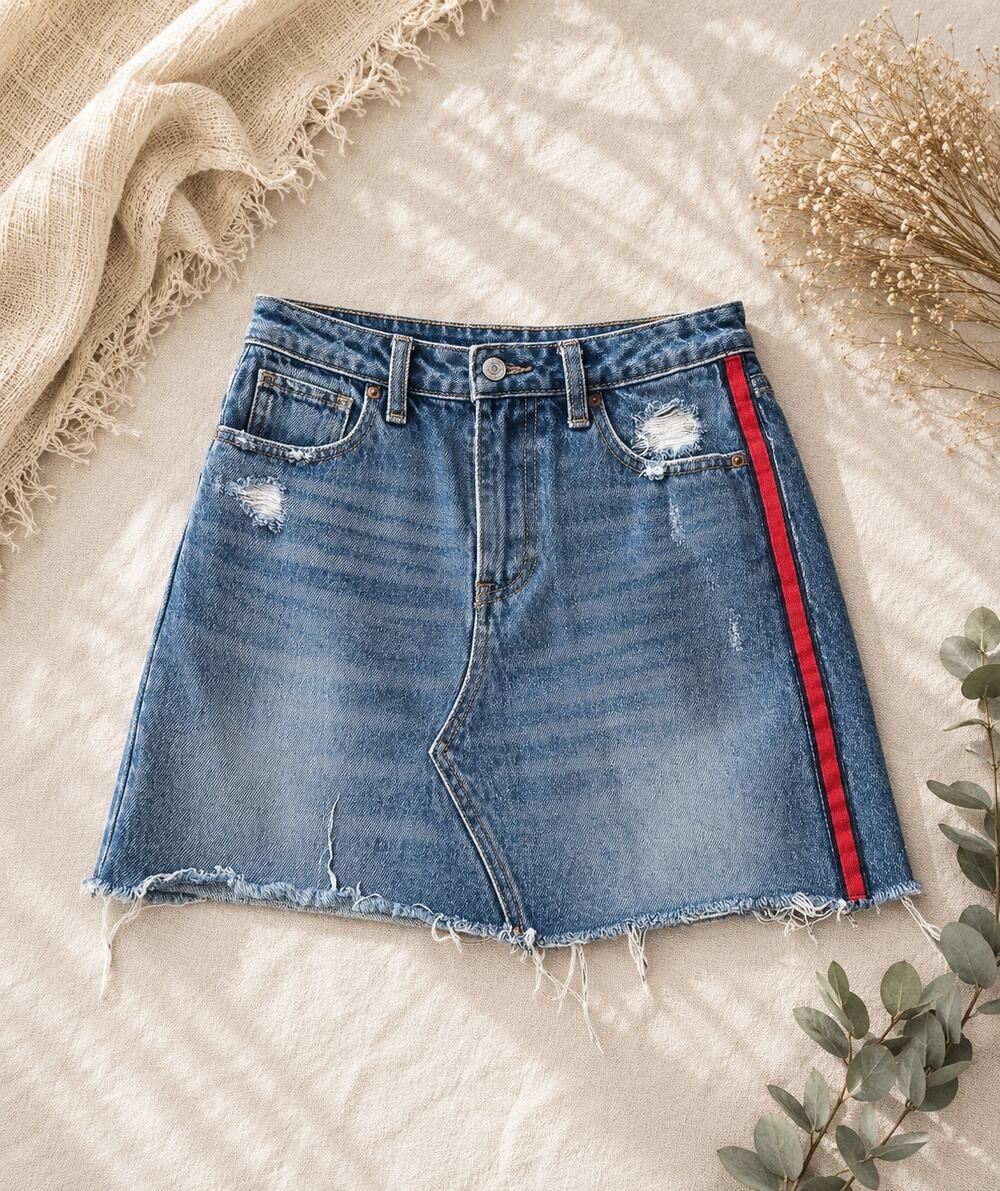 Abercrombie & Fitch Women's Vintage A-Line Zoe Natural Rise Skirt Blue Size 26/2